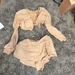 Diva boutique shirt set nude medium new no tags